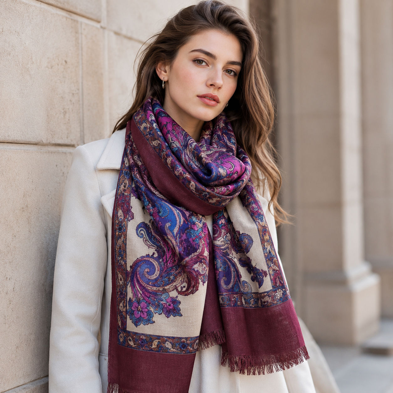 Digital Print Wool Scarf/Shawl 274